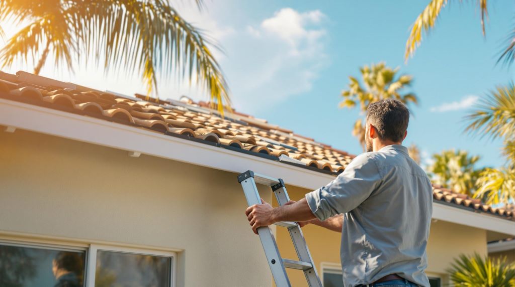 Damaged California home roof with visible water leak stains, illustrating the most common causes of roof leaks in residential houses